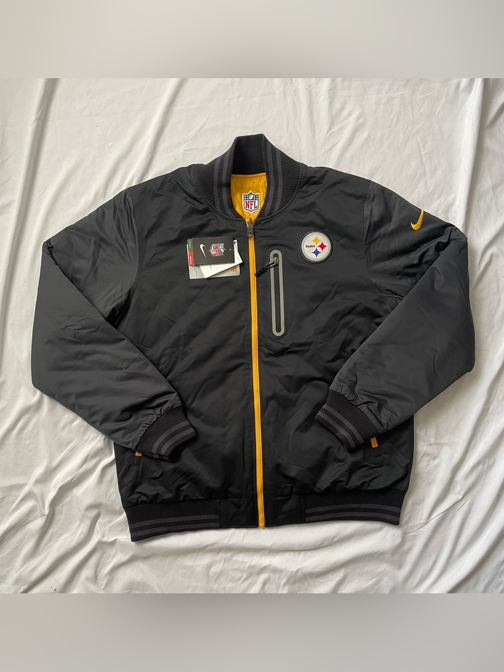 Nike Pittsburgh Steelers NFL Football Jacket Black/Gold Men’s Size L Official